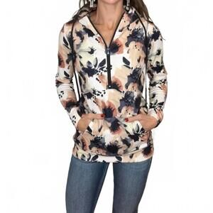 NEW MICHELLE MAE soft halfzip hoodie in beige